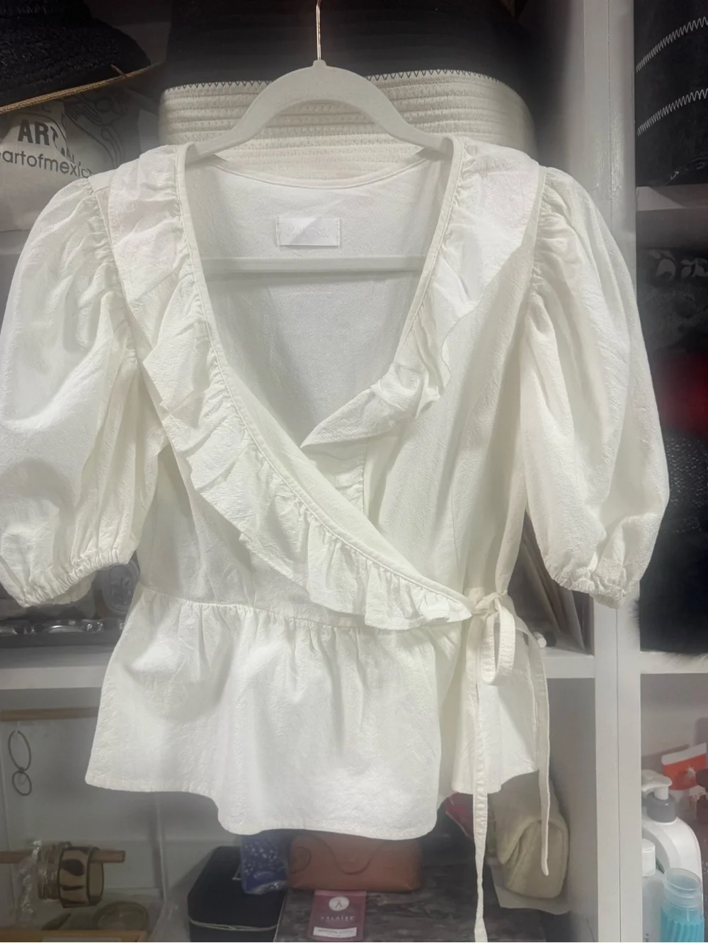 ✨ Boyish By Her “The Romeo” white Wrap Ruffle Top Size Small NWT Style - Picture 3 of 5